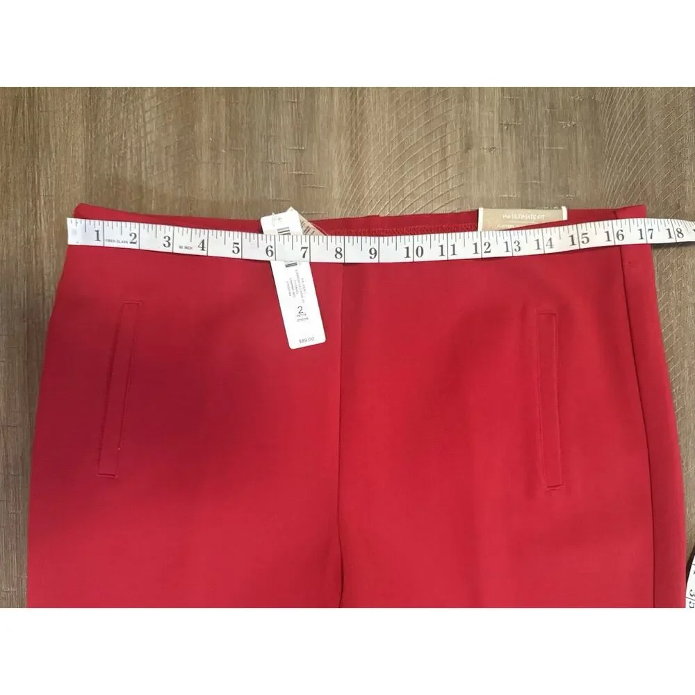NWT Chicos The Ultimate Fit Juliet Straight Leg Red Pants Size LP 12P (2P) $89